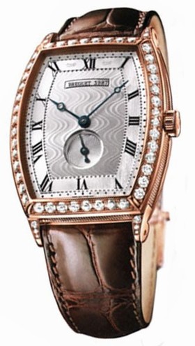 Breguet Heritage Silver Dial 18kt Rose Gold Diamond Brown Leather Men's Watch 3661BR12984DD00