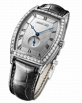 Breguet Heritage Silver Dial 18kt White Gold Diamond Black Leather Men's Watch 3661BB12984DD00