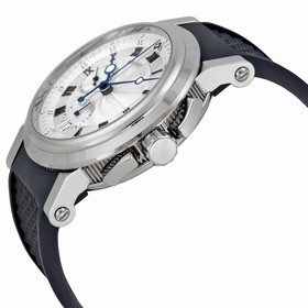 Breguet Marine Silver Dial Black Rubber 18kt White Gold Men's Watch 5827BB125ZU