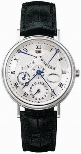 Breguet Perpetual Calendar Equation of Time Silver Dial Platinum Black Leather Men's Watch 3477PT1E986