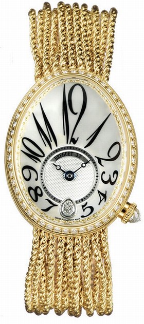 Breguet Reine de Naples Mother of Pearl Dial 18kt Yellow Gold Diamond Ladies Watch 8918BA58J39D00D