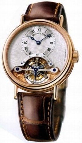 Breguet Tourbillion Silver Dial 18kt Rose Gold Brown Leather Men's Watch 3357BR12986