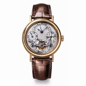 Breguet Tourbillion Silver Dial 18kt Yellow Gold Brown Leather Men's Watch 3757BA1E9V6
