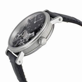 Breguet Tradition Black and Grey Skeleton Dial 18k White Gold Black Leather Men's Watch 7057BBG99W6