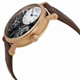 Breguet Tradition GMT Manual Skeletal Dial Leather Men's Watch 7067BRG19W6
