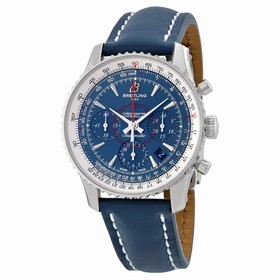 Breiting Montbrillant Chronograph Blue Dial Blue Leather Men's Watch AB0130C5-C894BLLD