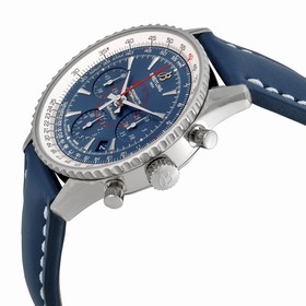Breiting Montbrillant Chronograph Blue Dial Blue Leather Men's Watch AB0130C5-C894BLLD