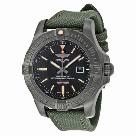 Breitling Avenger Blackbird Automatic Black Dial Green Canvas Strap Men's Watch V1731010-BD12GRFT