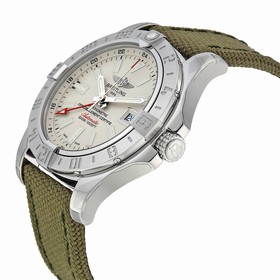 Breitling Avenger II GMT Automatic Silver Dial Green Fabric Men's Watch A3239011-G778GRFT