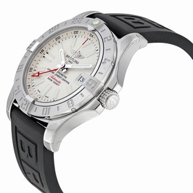 Breitling Avenger II GMT Silver Dial Black Rubber Men's Watch A3239011-G778BKPT3