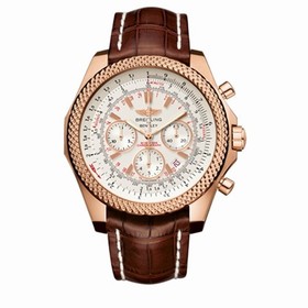 Breitling Bentley Motors Silver Dial Chronograph Rose Gold Care Brown Leather Men's Watch R2536712-G674BRCD