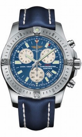 Breitling Colt Chronograph Blue Leather Quartz Ment Watch A7338811-C905BLLT