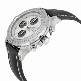 Breitling Colt Chronograph Stratus Automatic Silver Dial Black Leather Men's Watch A1338811-G804BKLD