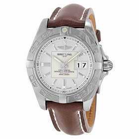 Breitling Galactic 41 Silver Dial Brown Leather Automatic Men's Watch A49350L2-G699BRLT