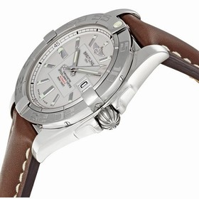 Breitling Galactic 41 Silver Dial Brown Leather Strap Men's Watch A49350L2-G699BRLD