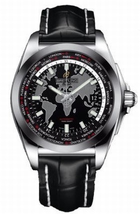 Breitling Galactic Unitime Black Crocodile Leather Men's Watch WB3510U4-BD94BKCT