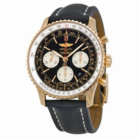Breitling Navitimer 01 Chronograph Black Dial Black Leather Men's Watch RB012012-BA49BKLD