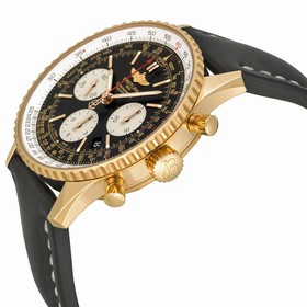 Breitling Navitimer 01 Chronograph Black Dial Black Leather Men's Watch RB012012-BA49BKLD