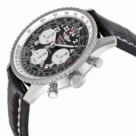 Breitling Navitimer Cosmonaute Black Dial Crocoile Leather Men's Watch AB021012-BB59BKCT