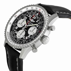 Breitling Navitimer Cosmonaute Black Dial Leather Strap Automatic Men's Watch AB021012-BB59BKLT