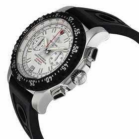 Breitling Skyracer Raven Silver Dial Chronograph Black Rubber Men's Watch A2736434-G615BKOR