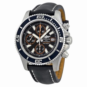 Breitling Superocean Chronograph II Automatic Black Dial Black Leather Men's Watch A1334102-ba85bklt