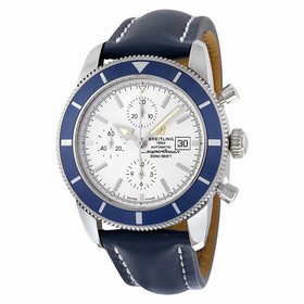Breitling Superocean Heritage Automatic Chronograph Silver Dial Blue Leather Men's Watch A1332016-G698BLLD