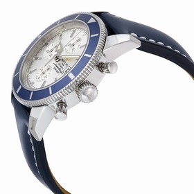 Breitling Superocean Heritage Automatic Chronograph Silver Dial Blue Leather Men's Watch A1332016-G698BLLD