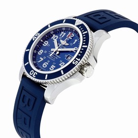 Breitling Superocean II 44 Automatic Metallic Blue Dial Blue Rubber Men's Watch A17392D8-C910BLPD3