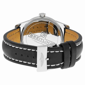 Breitling Transocean Black Dial Black Leather Automatic Men's Watch A1036012-BA91BKLT