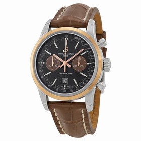 Breitling Transocean Chrono 38 Black Dial Brown leather Unisex Watch U4131012-Q600BRCT