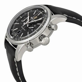 Breitling Transocean Chronograph Automatic Black Dial Black Leather Band Stainless Steel Case Men's Watch 4131012-BC06