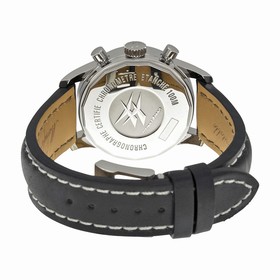 Breitling Transocean Chronograph Automatic Black Dial Black Leather Band Stainless Steel Case Men's Watch 4131012-BC06