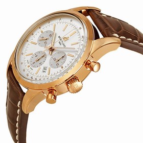 Breitling Transocean Chronograph Silver Dial 18kt Rose Gold Men's Watch RB015212-G738BRCD