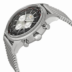 Breitling Transocean Chronograph Unitime Black Dial Stainless Steel Mesh Men's Watch AB0510U4/BB62SS