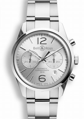 Bell & Ross BR 126 Officer Silver Chronograph (BRG126WHSTSST)