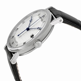 Breguet Classique Silver Dial 18kt White Gold Black Leather Men's Watch 5177BB129V6