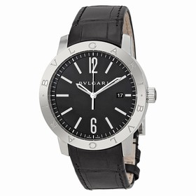 Bvlgari Bvlgari Automatic Black Dial Black Leather Men's Watch BB41BSLD