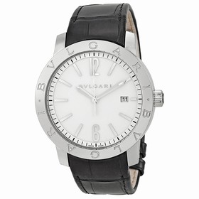 Bvlgari Bvlgari Automatic White Dial Black Leather Men's Watch BB41WSLD