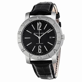 Bvlgari Bvlgari Black Dial Stainless Steel Black Leather Men's Watch 101380