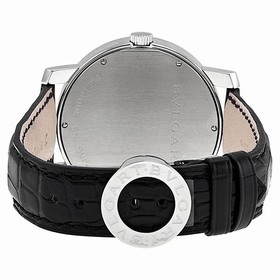 Bvlgari Bvlgari Black Dial Stainless Steel Black Leather Men's Watch 101380