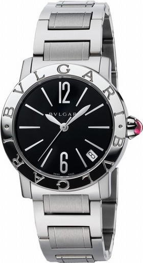 Bvlgari BVLGARI Black Lacquered Dial Stainless Steel Quartz Ladies Watch 102073