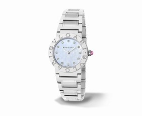 Bvlgari BVLGARI Blue Mother-of-Pearl Diamond Dial Stainless Steel Ladies Watch 102200