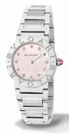 Bvlgari BVLGARI Pink Mother of Pearl Diamond Dial Stainless Steel Ladies Watch 102201