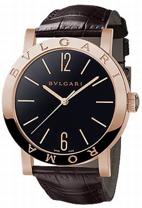 Bvlgari BVLGARI ROMA Black Dial Brown Alligator Leather Strap Men's Watch 102186