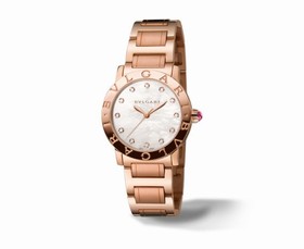 Bvlgari BVLGARI White Mother of Pearl Diamond Dial 18kt Pink Gold Ladies Watch 102090