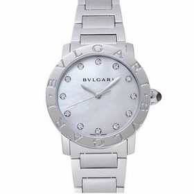 Bvlgari BVLGARI White Mother of Pearl Diamond Dial Stainless Steel 37mm Ladies Watch 101975