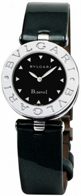 Bvlgari B.zero1 Black Dial Black Leather Strap Ladies Watch 100907