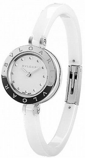 Bvlgari B.zero1 White Lacquered Dial White Ceramic Bangle Bracelet Ladies Watch 102086