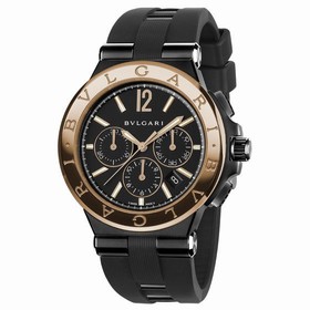 Bvlgari Diagono Black Dial 18kt Pink Gold Bezel Men's Watch 102172